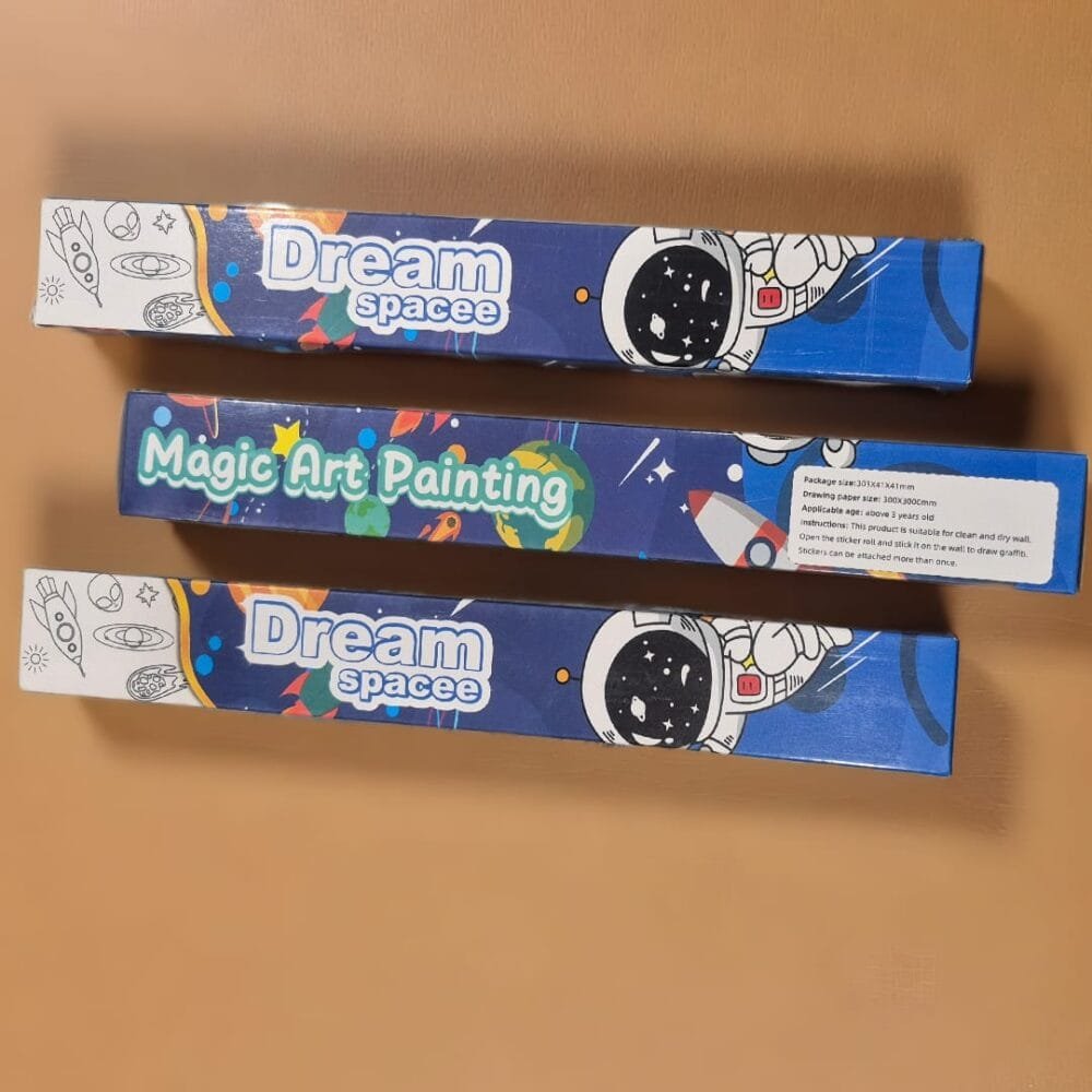 SDL 3 Pieces of Space Themed Magic Roll Wall Painting Sticker for Easy Sticking and Wall Protect | No Damage to Wall Paints