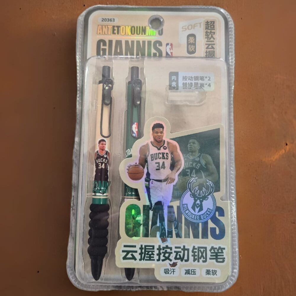 SDL Premium Giannis Antetokounmpo Basketball Theme Click Cartridge Pen Type 2 Pieces Set with 4 Cartridges