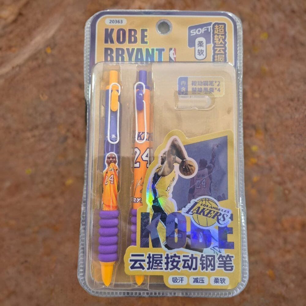 SDL Premium Kobe Bryant Basketball Theme Click Cartridge Pen Type 2 Pieces Set with 4 Cartridges