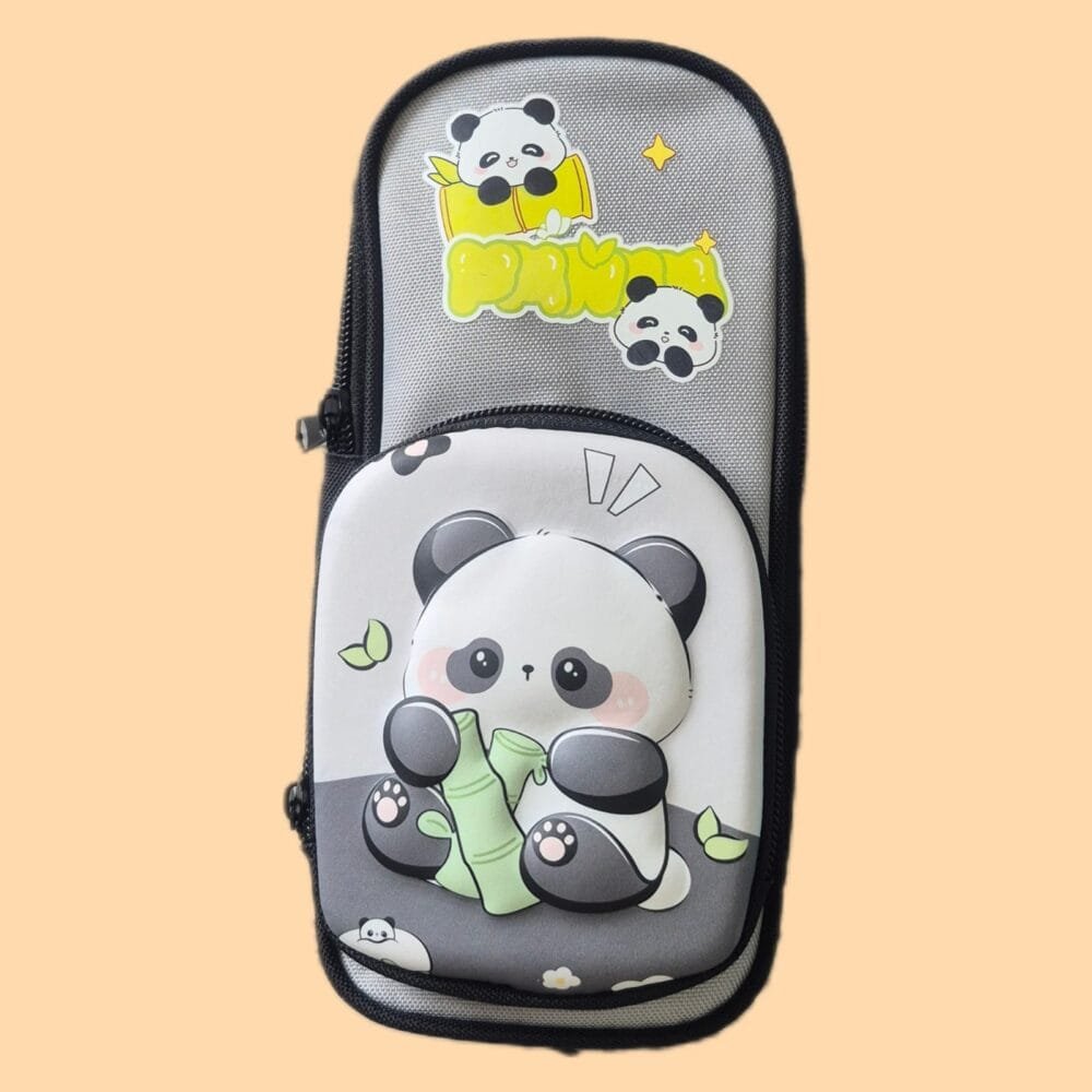 SDL Premium Panda (Black) Design Cloth Pencil Pouch for Kids School Supplies