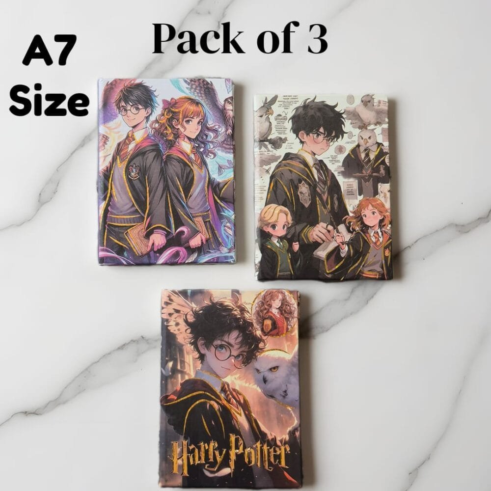 SDL 3 Pieces of A7 Size Harry Potter Theme Pocket Ruled Notebook for Kids and Adults