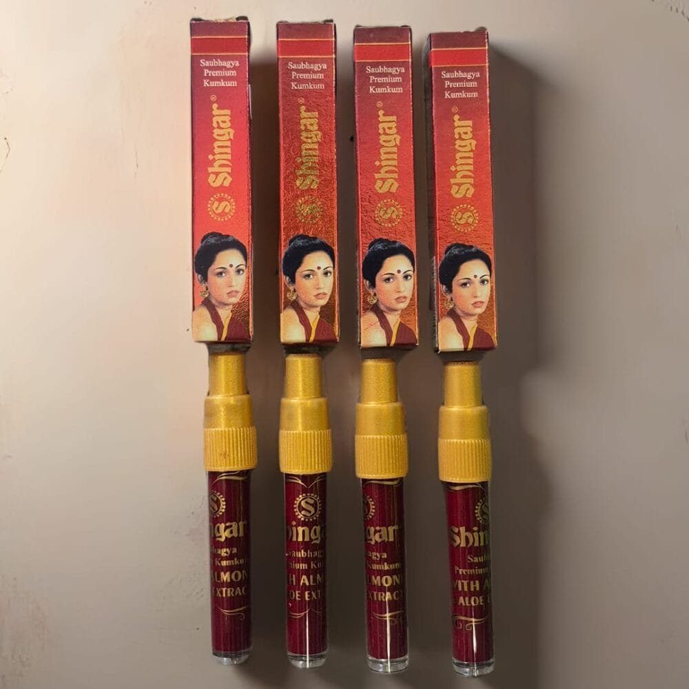 SDL 4 Pieces of Original Shingar Deep Red Liquid Bindi for Ladies and Kids