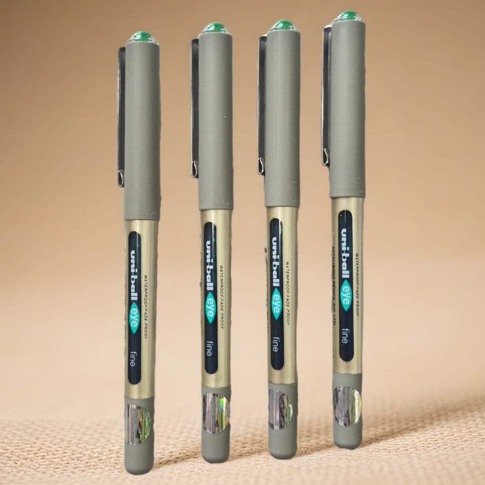 SDL 4 Pieces of Uniball Green Ink Color Pen for Students Schools Exam Supplies with Smooth Flow and More Ink