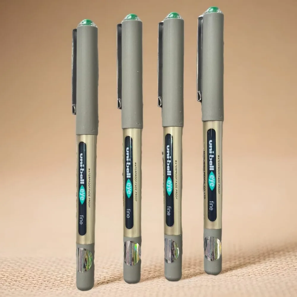 SDL 4 Pieces of Uniball Green Ink Color Pen for Students Schools Exam Supplies with Smooth Flow and More Ink