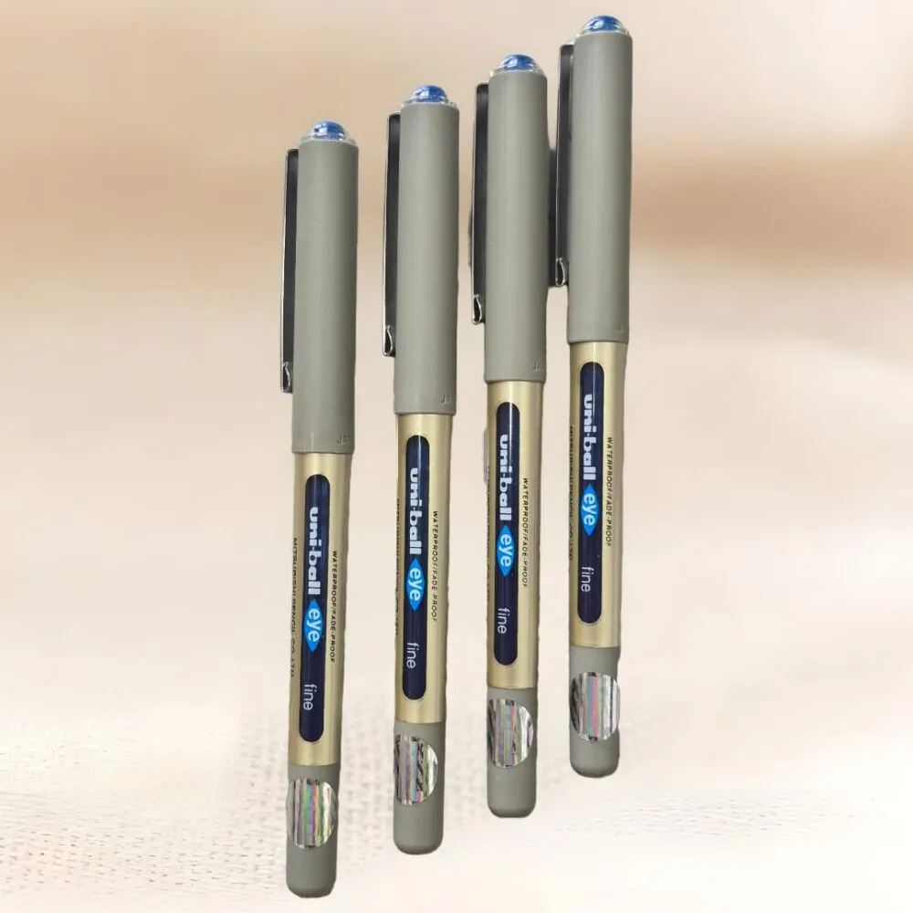 SDL 4 Pieces of Uniball Blue Ink Color Pen for Students Schools Exam Supplies with Smooth Flow and More Ink