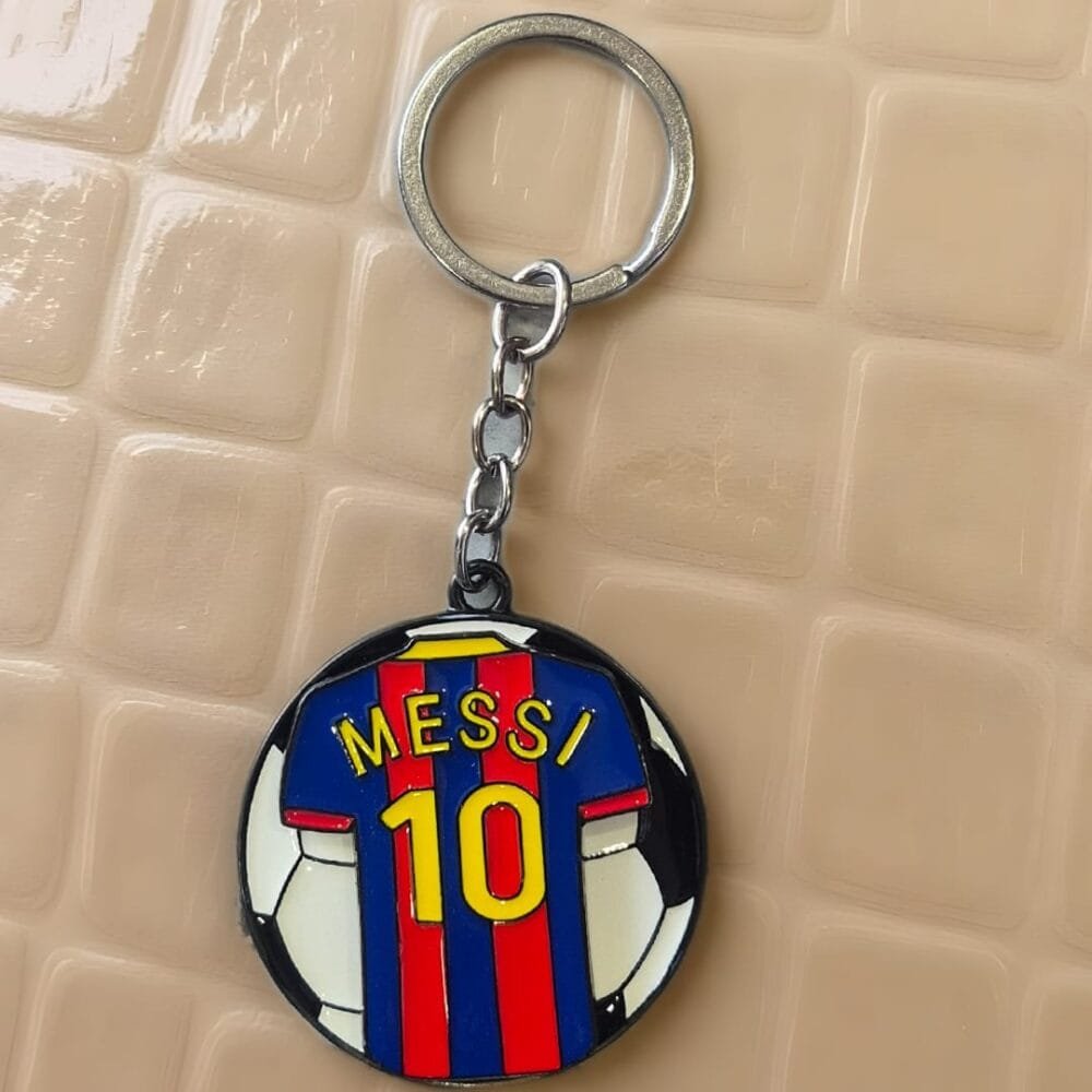 SDL Premium Messi Jersey 10 Number Metal Rotating Keychain for All Key Types