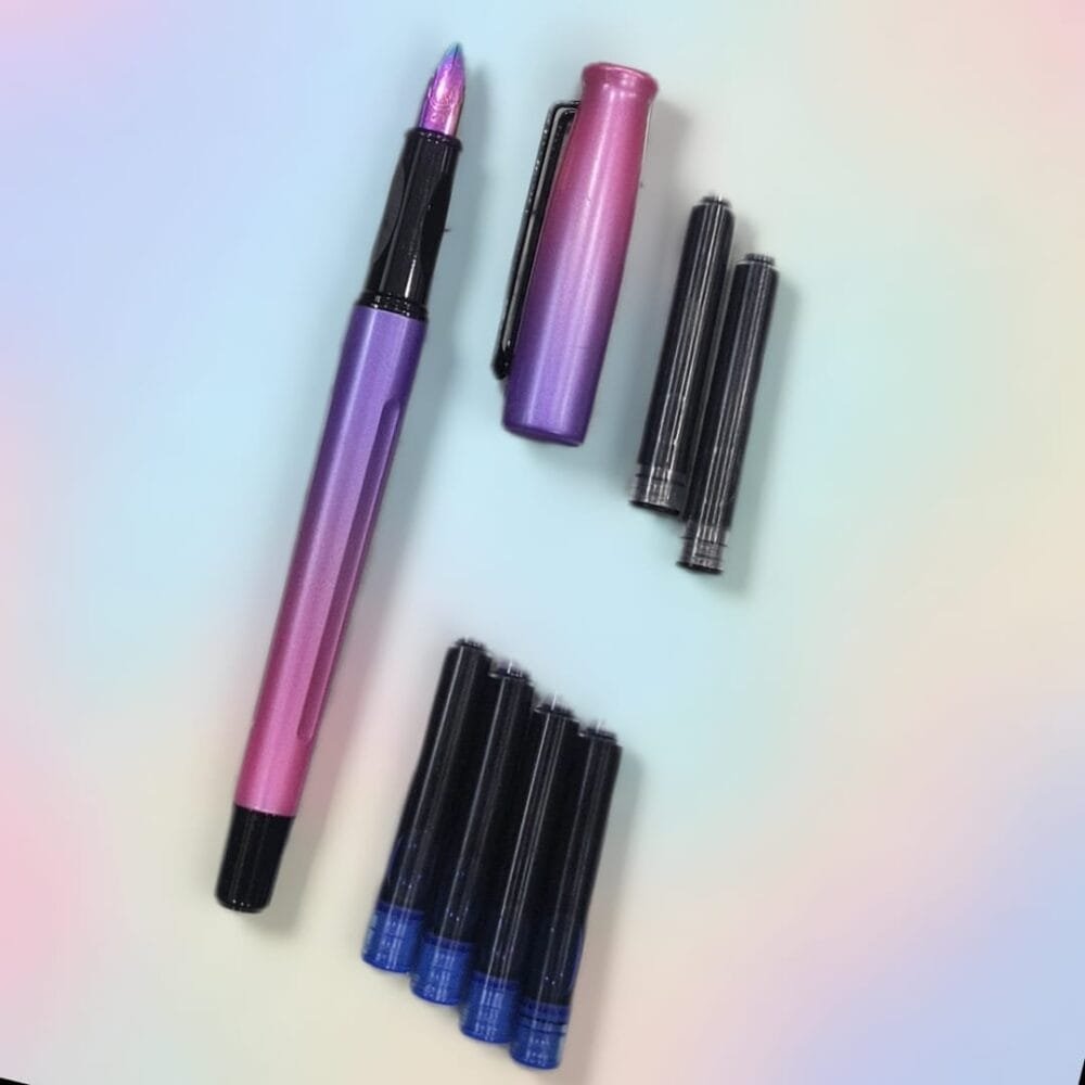 SDL Premium Purple Shade Color 0.35mm Cartridge Pen Set with Extra Nib and 6 Cartridges for School and Office Uses