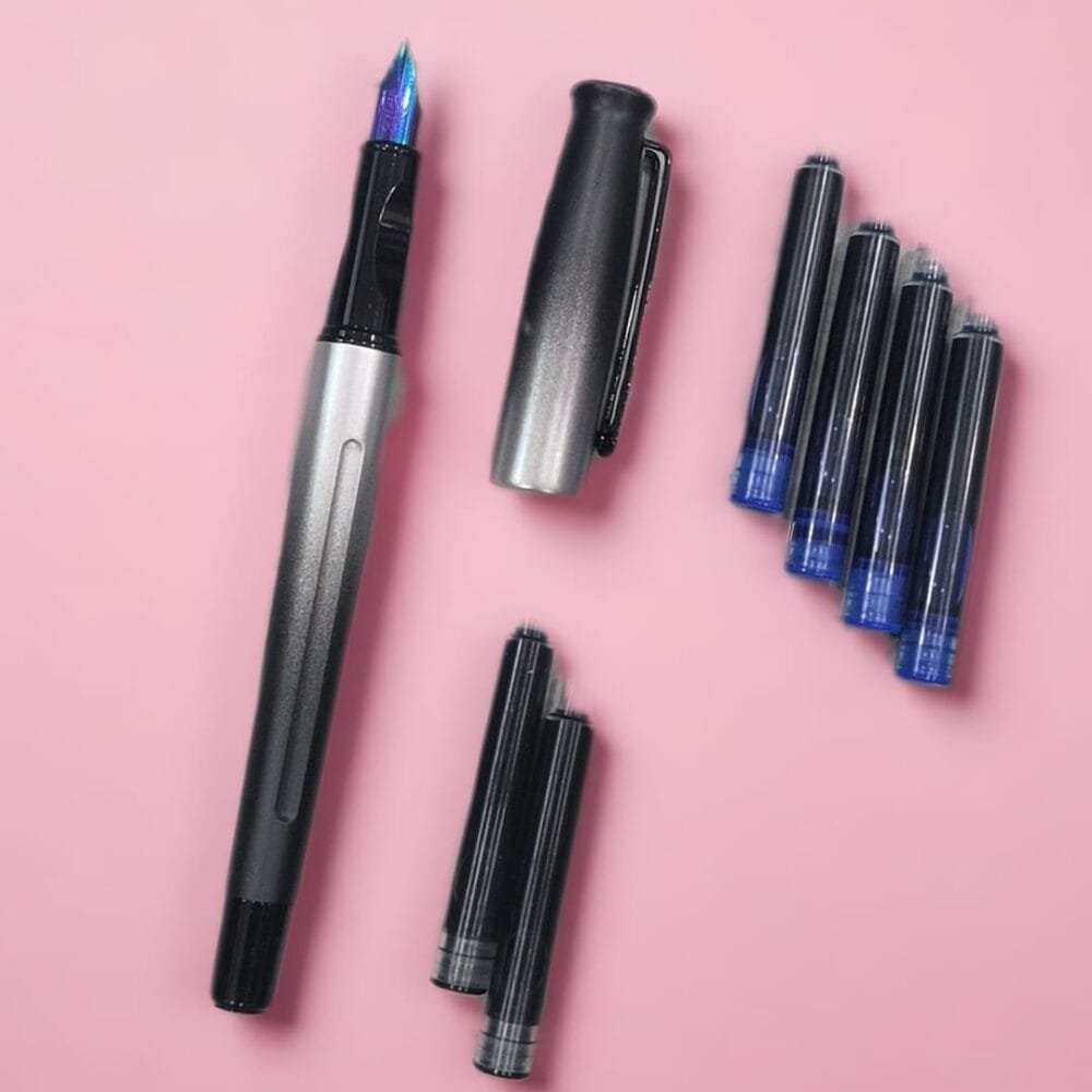 SDL Premium Black Shade Color 0.35mm Cartridge Pen Set with Extra Nib and 6 Cartridges for School and Office Uses