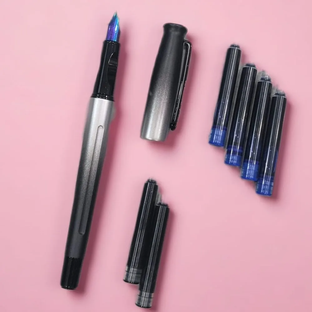 SDL Premium Black Shade Color 0.35mm Cartridge Pen Set with Extra Nib and 6 Cartridges for School and Office Uses