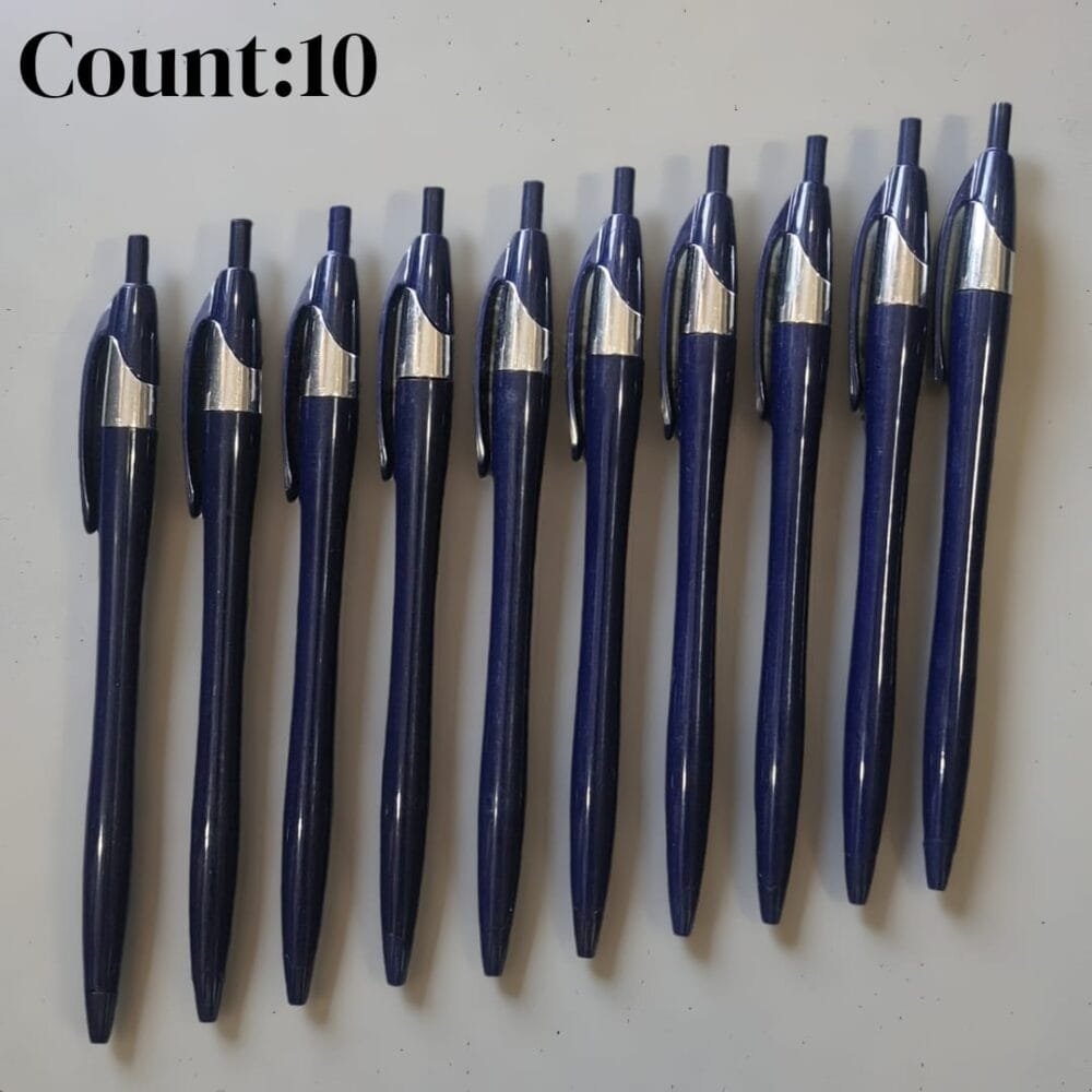 SDL 10 Pieces of Click Type Blue Ball Pen for Kids and College Students