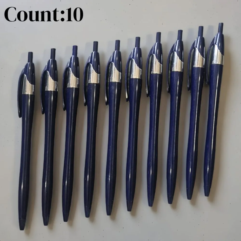 SDL 10 Pieces of Click Type Blue Ball Pen for Kids and College Students