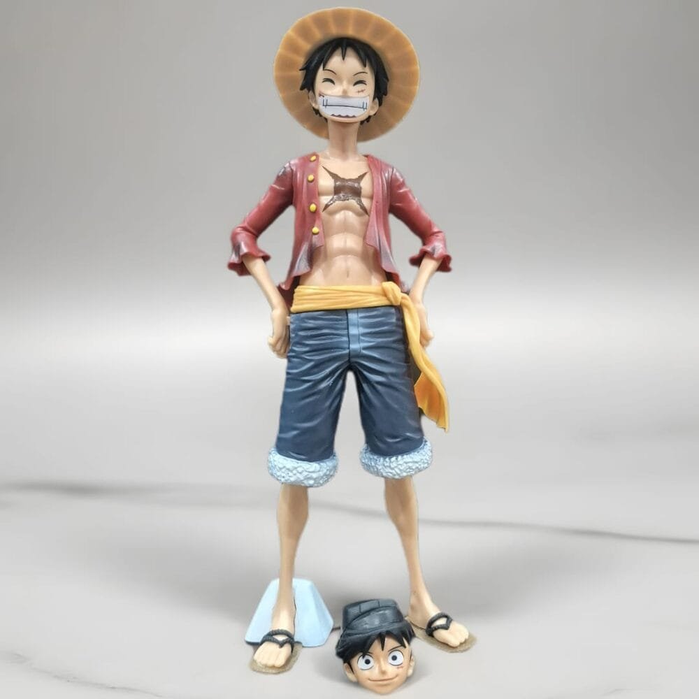 SDL Premium Onepiece Anime Luffy Character Figurine of Height 29cm for Showpieces and Office Decors with Extra Face and Detachable Parts
