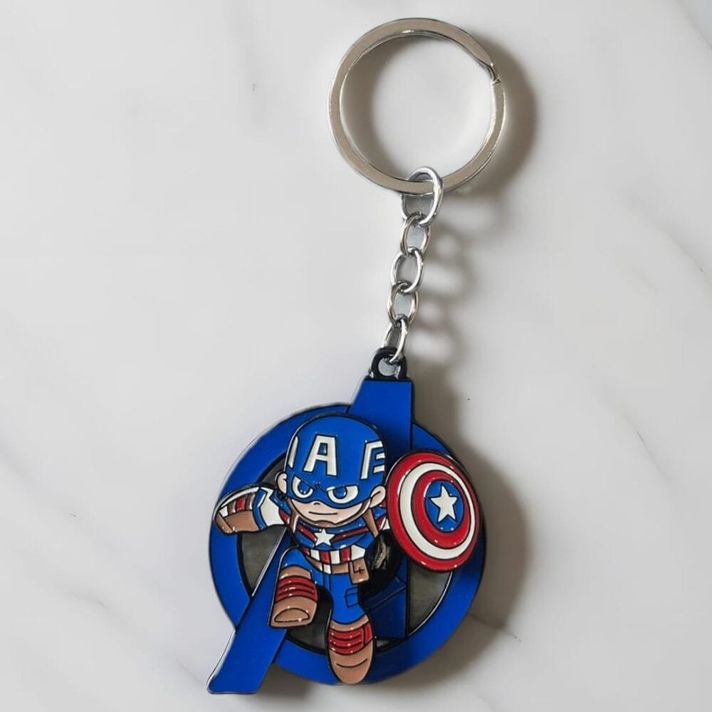 SDL 1 Piece of Captain America Design Rotating Keychain for All Key Types