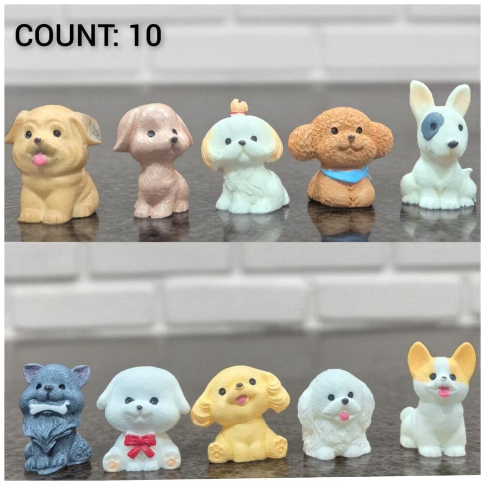SDL - 10 Pieces of Cute Dog Miniatures for Showpiece Decors and Car Dashboard