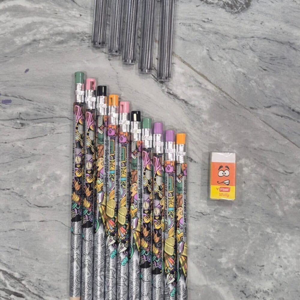 SDL - 10 Pieces of 2mm Grafiti Pencil with 5 Pieces of 2mm Lead for Kids and Adults School Supplies