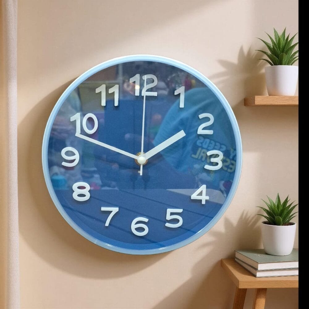 SDL 1 Piece of Small Clock Premium Quartz Analog Wall Clock for Kitchen and Bedrooms (Navy Blue)