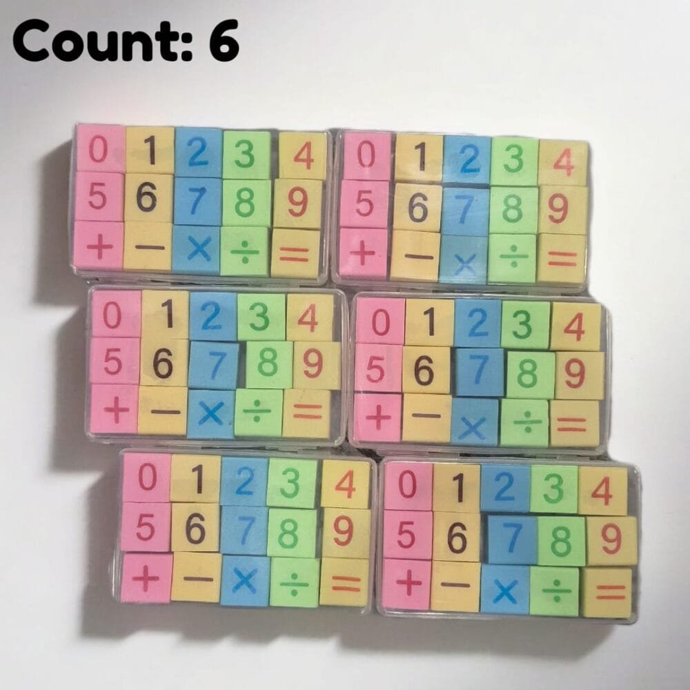 SDL 6 Pieces of Number and Math Based Tiny Eraser Box for Return Gifts and Birthday Gifts