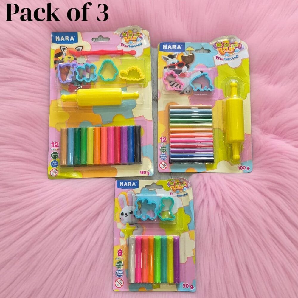 SDL 3 Set of Premium Nara Clay with Accessories and Cutting Tools for Kids and Adults Craft Making