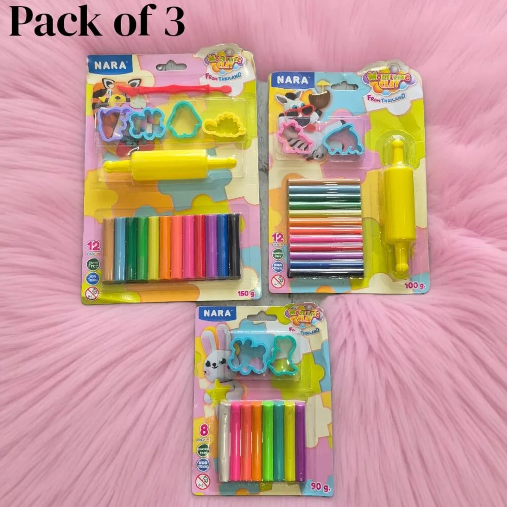 SDL 3 Set of Premium Nara Clay with Accessories and Cutting Tools for Kids and Adults Craft Making