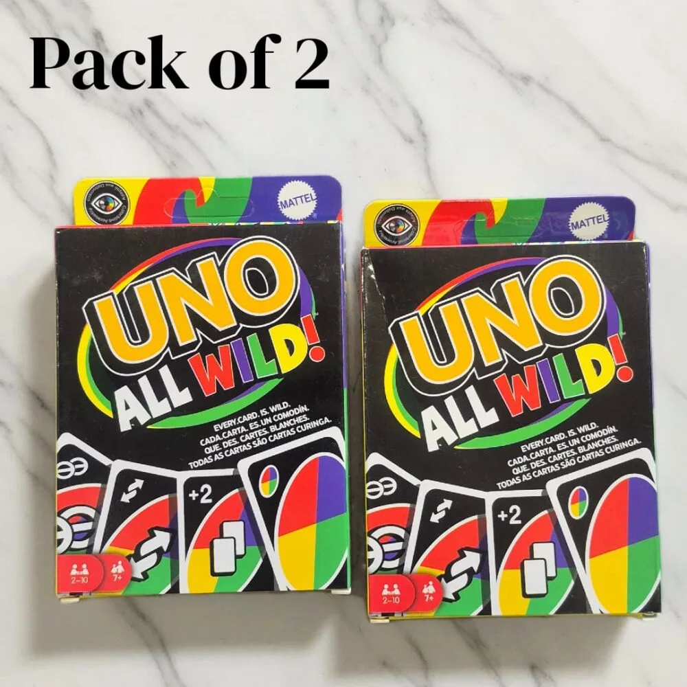 SDL 2 Packs of All Wild Uno for Kids and Adults Travel and Indoor Card Games