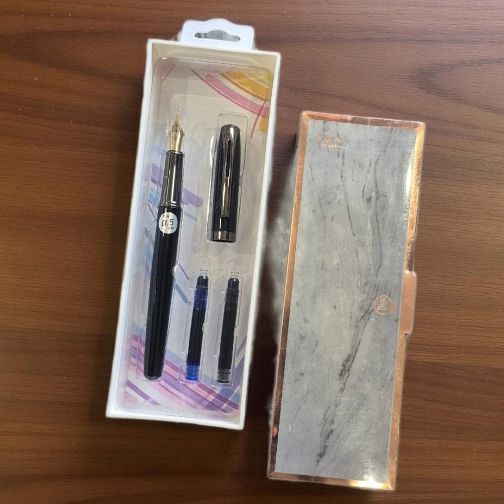 SDL 1 Pack of Premium Black Themed Retro Cartridge Pen with 2 Cartridges for Adults Personal and Office Uses