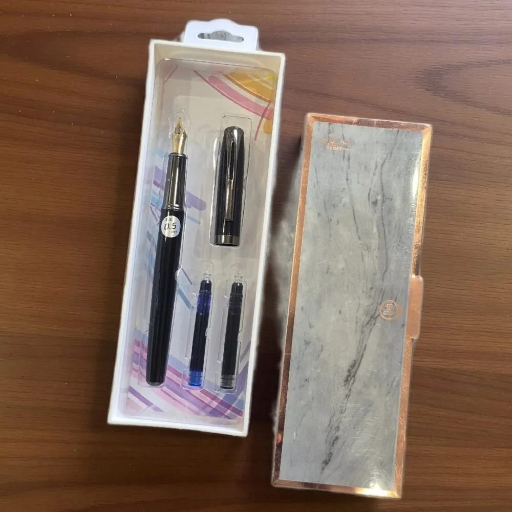 SDL 1 Pack of Premium Black Themed Retro Cartridge Pen with 2 Cartridges for Adults Personal and Office Uses