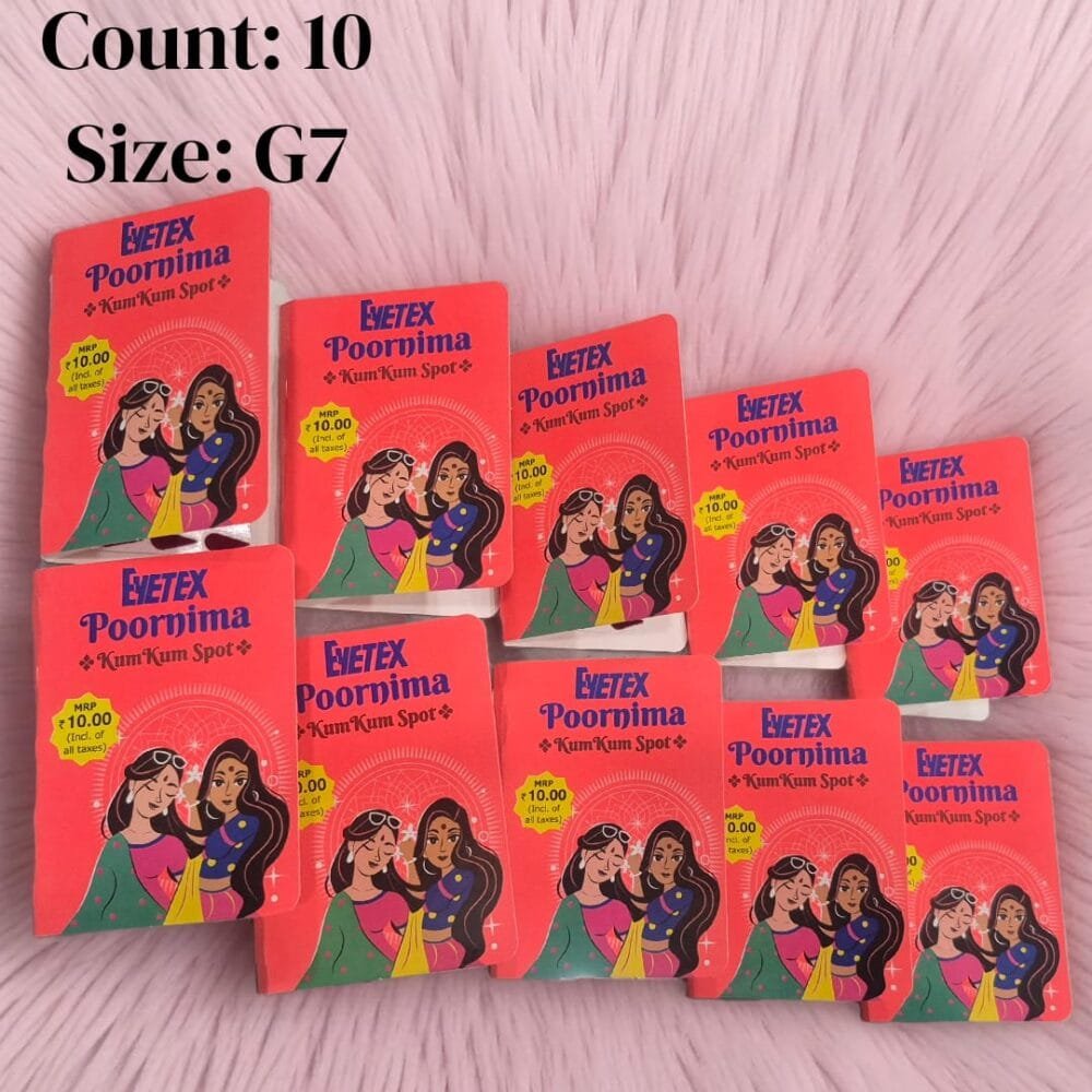 SDL 10 Pieces of Premium Eyetex Tilagam Style G7 Size Bindi for All Women