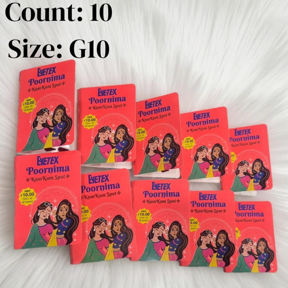 SDL 10 Pieces of Premium Eyetex Tilagam Style G10 Size Bindi for All Women