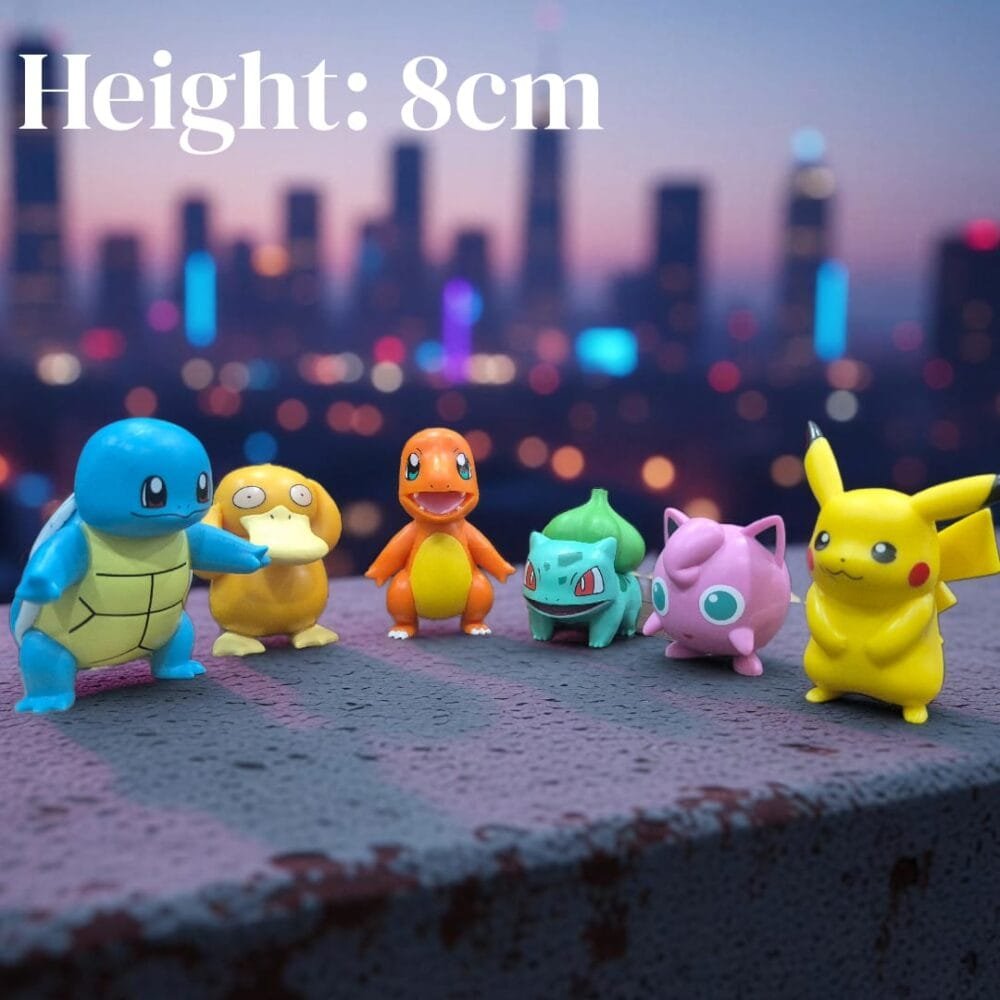 SDL 6 Pieces of Pokemon Characters Figurines for Showpiece Decors and Dashboard Decors of Height 8cm