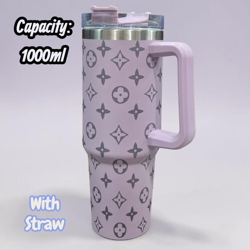 SDL 1 Piece of Premium Stanley Model Purple Printed Stainless steel Vacuum Flask Tumbler for Office Desk and Home Use