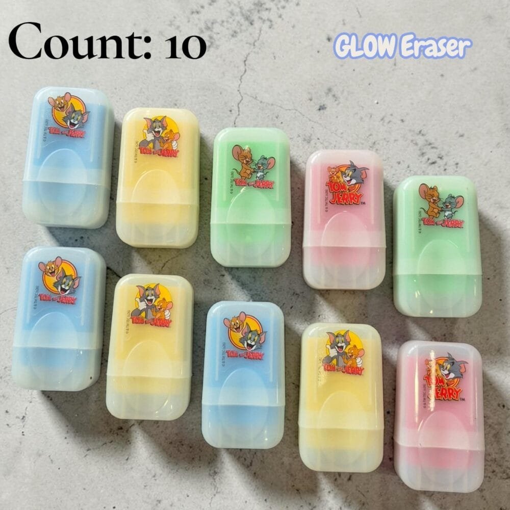 SDL 10 Pieces of Cute Glow Pod Eraser of Tom and Jerry Design for Kids and Return Gifts