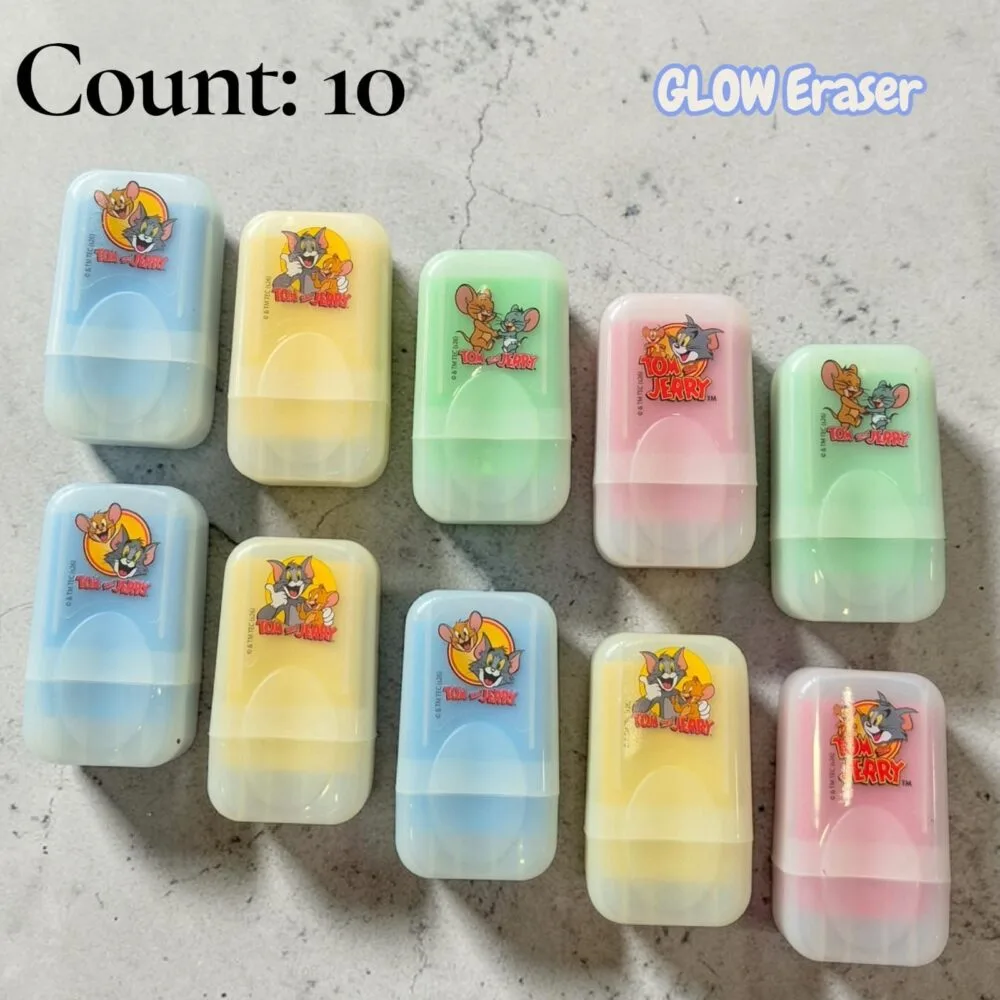 SDL 10 Pieces of Cute Glow Pod Eraser of Tom and Jerry Design for Kids and Return Gifts