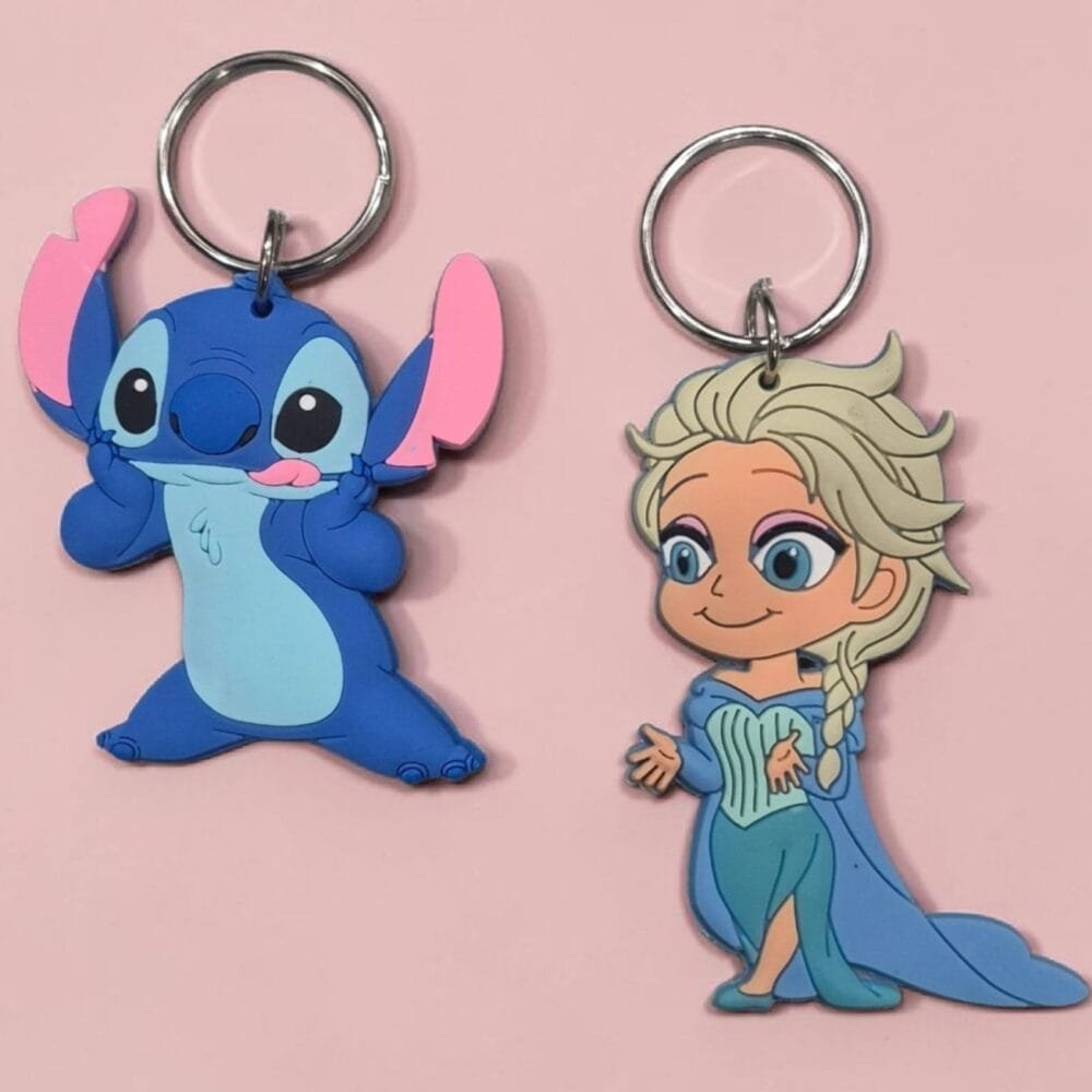 SDL 2 Pieces of Super Cute Big Size Stitch and Frozen Character Silicone Keychain for All Key Types