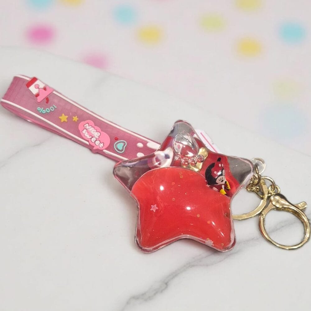 SDL 1 Piece of Cute Star Design Water Based Fiber Glass Keychain for All Keys Type