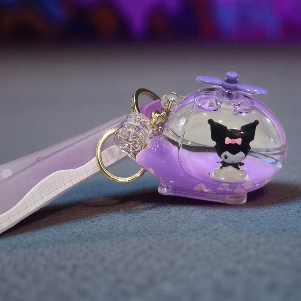 SDL 1 Piece of Cute Kuromi Helicopter Design Water Based Fiber Glass Keychain for All Keys Type