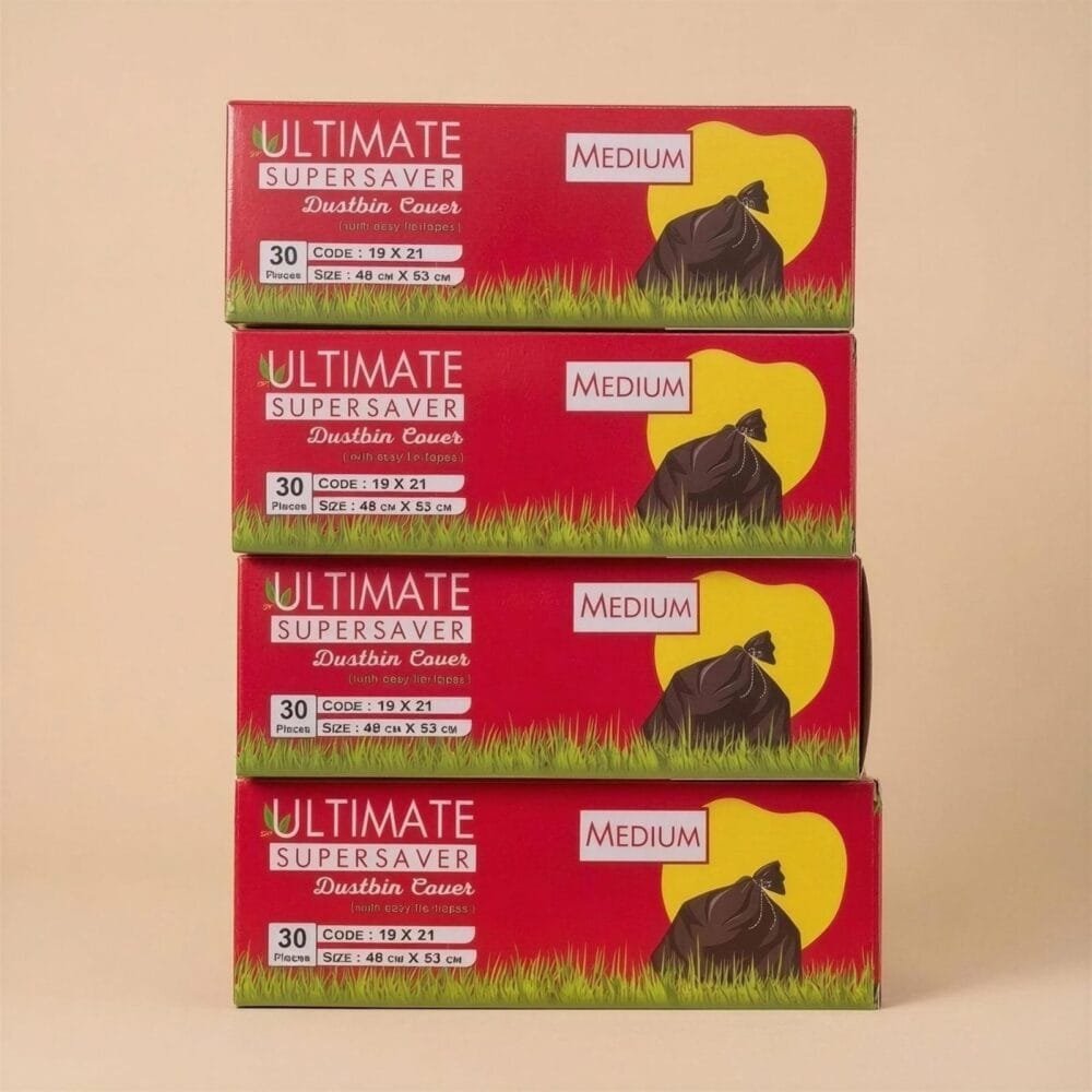 SDL 4 Boxes of Ultimate Medium Size Black Garbage Cover or Dustbin Cover for Kitchen and Home Needs