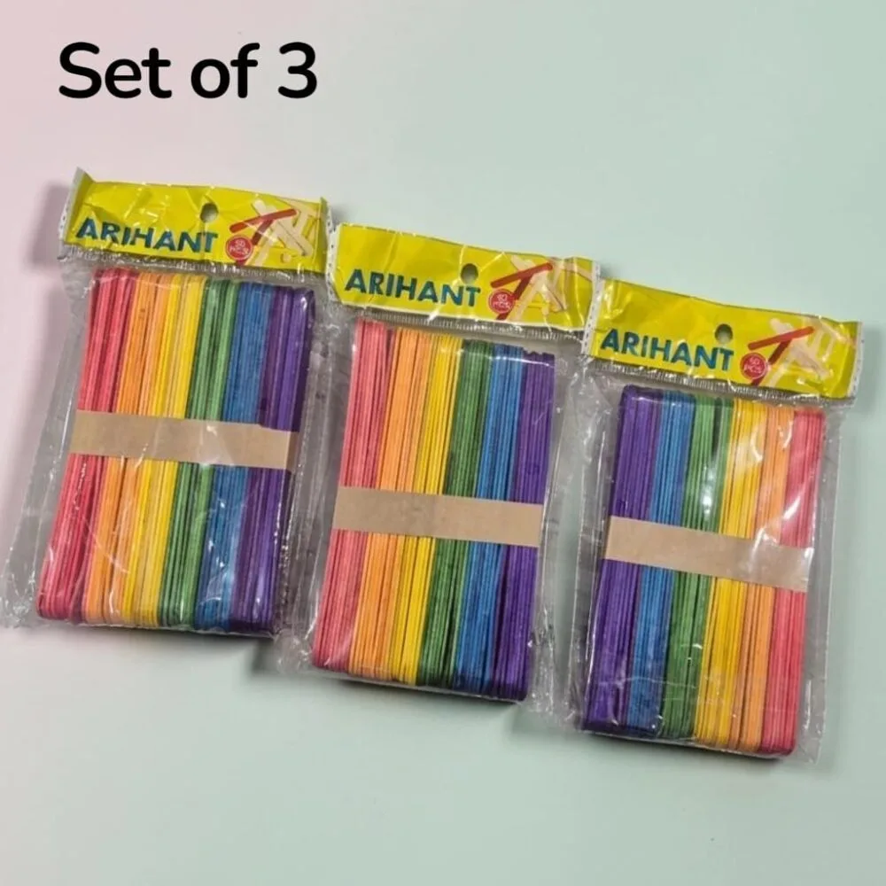 SDL 3 Packets of Colored Ice Cream Stick for Craft Supplies and School Projects