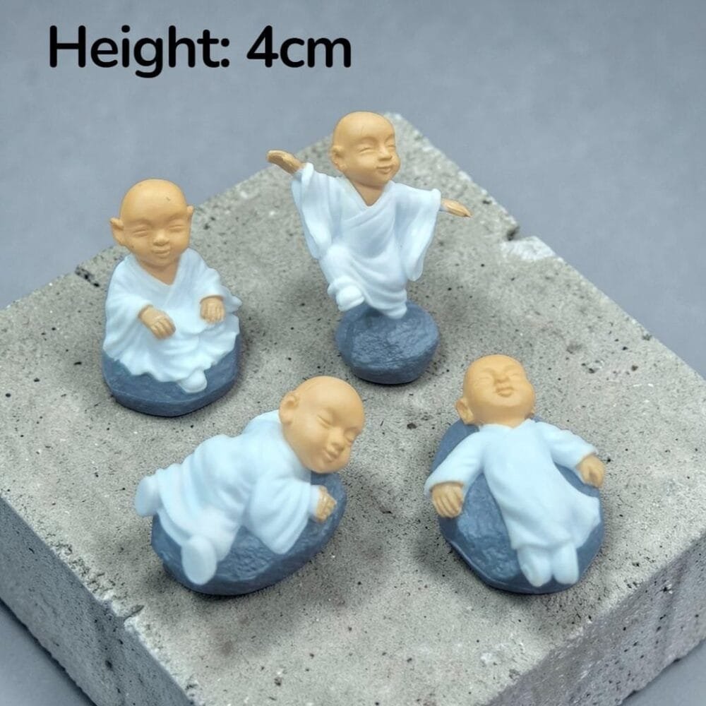 SDL 4 Pieces of Super Cute Meditating Monk Miniature for Office Decors and Return Gifts