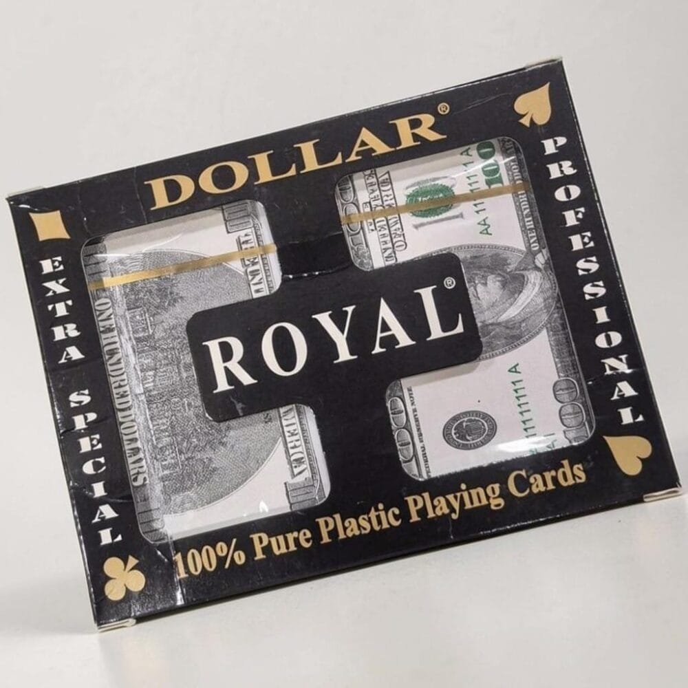 SDL 1 Set of 2 Decks of Dollar Style Design PVC Playing Card for Indoor and Outdoor