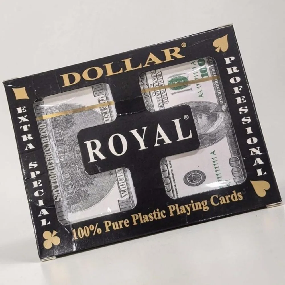 SDL 1 Set of 2 Decks of Dollar Style Design PVC Playing Card for Indoor and Outdoor