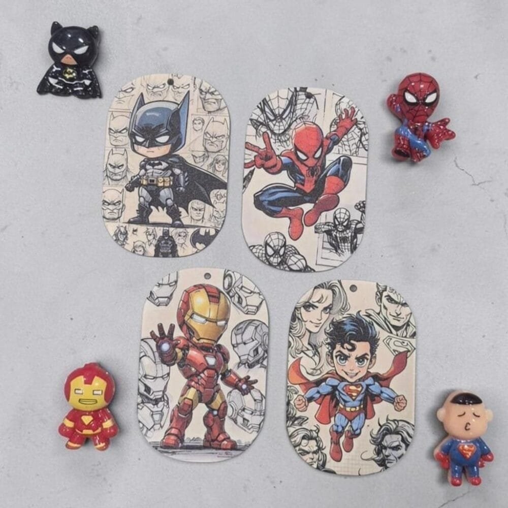SDL 4 Pieces of Cute Superheros Flat Magnet with Mini Magnet for Gifts and Return Gifts