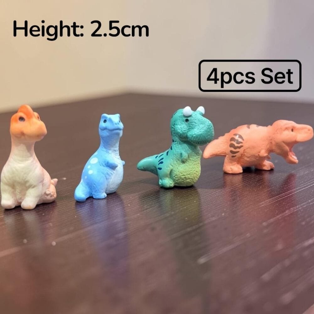 SDL 4 Pieces of Cute Premium Dinosaur Miniatures for Office Decors and Home Decors