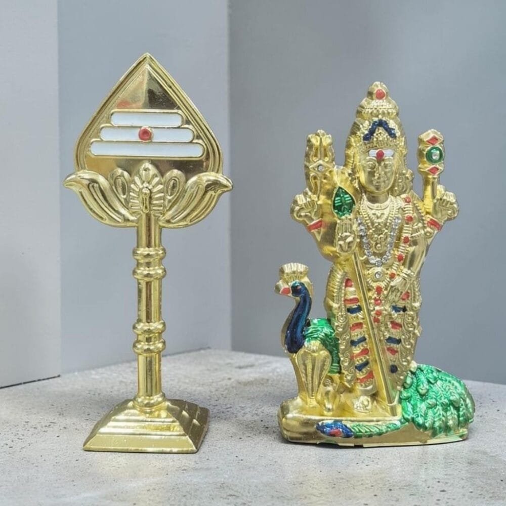 SDL 2 Pieces of Heavy Weight Metal Vel and Murugan Idol Figurine for Gifts and Home & Puja Room Decors