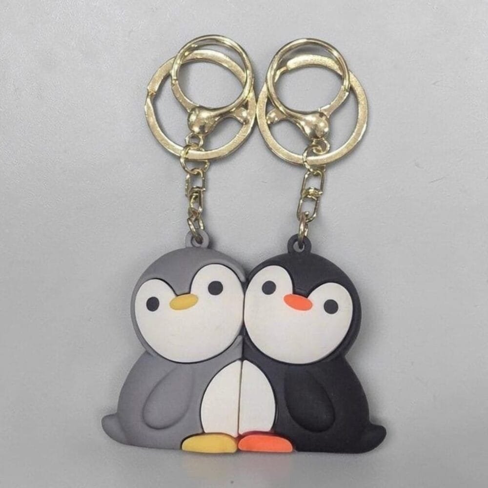 SDL 1 Set of Cute Penguin Couple Dual Magnetic Keychain for Gifts and Couple Gifts