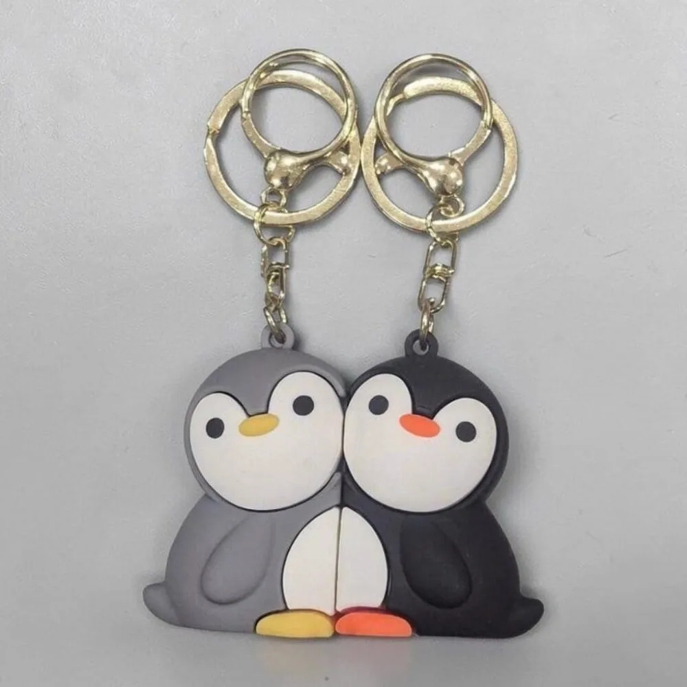 SDL 1 Set of Cute Penguin Couple Dual Magnetic Keychain for Gifts and Couple Gifts