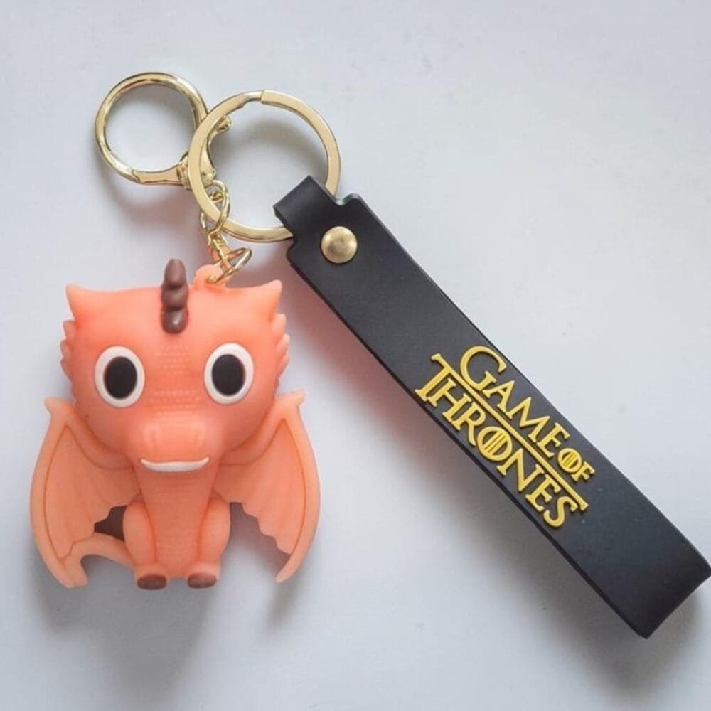 SDL 1 Piece of Premium Game of Thrones (GOT) Dragon Rubber Keychain for All Key Types (Orange)