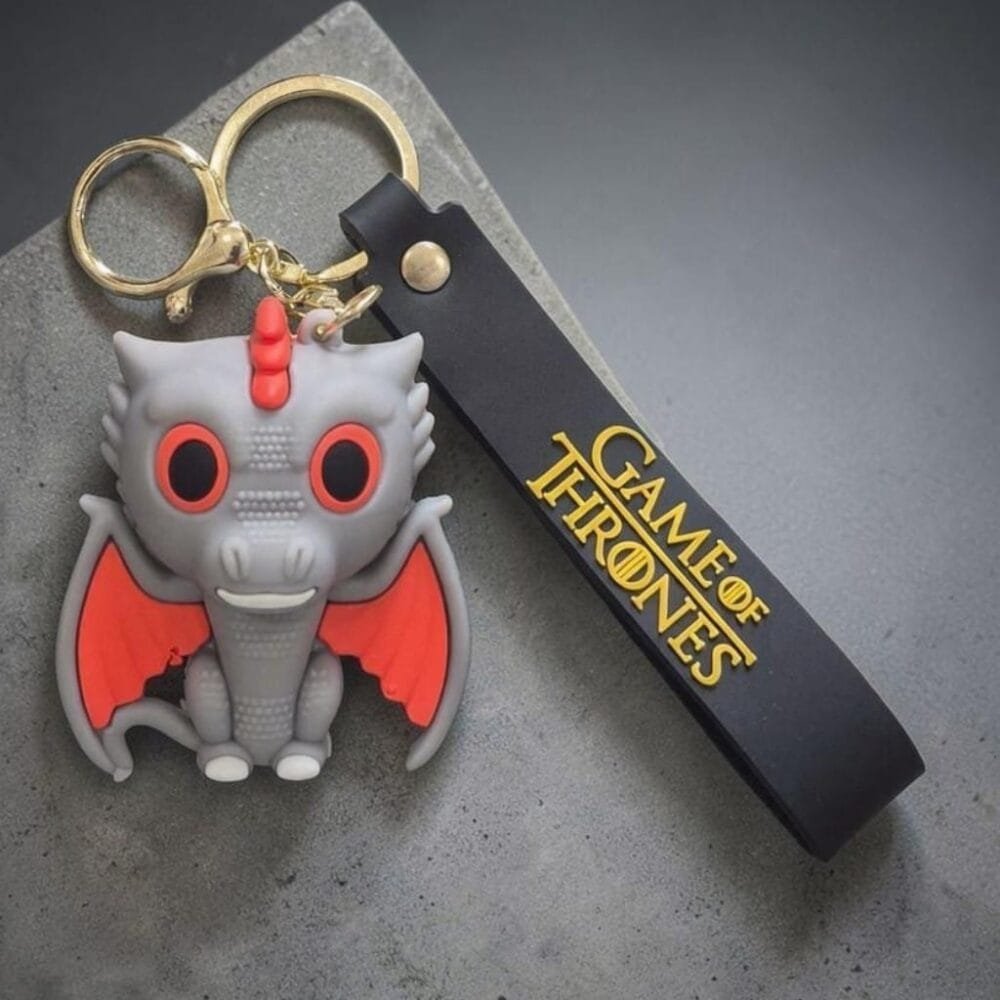 SDL 1 Piece of Premium Game of Thrones (GOT) Dragon Rubber Keychain for All Key Types (Grey)