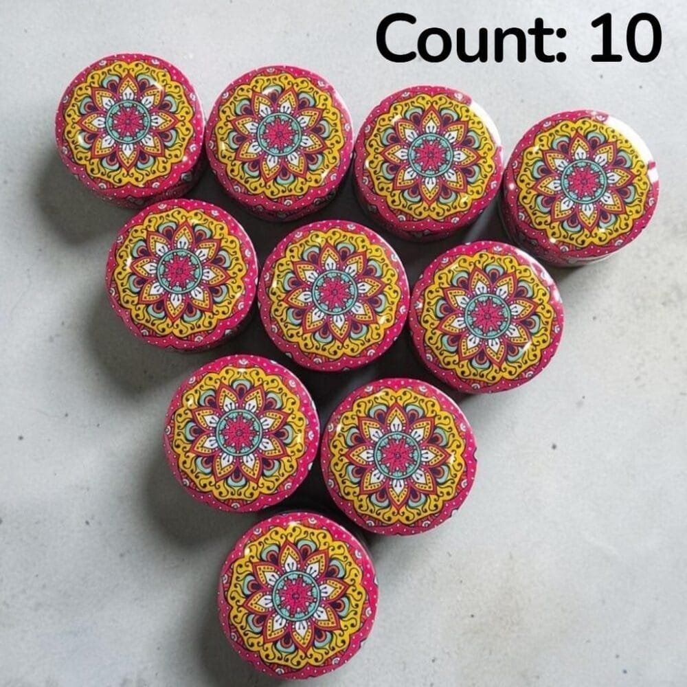 SDL 10 Pieces of Cute Round Metal Tin Container for Return Gifts and Golu Gifts