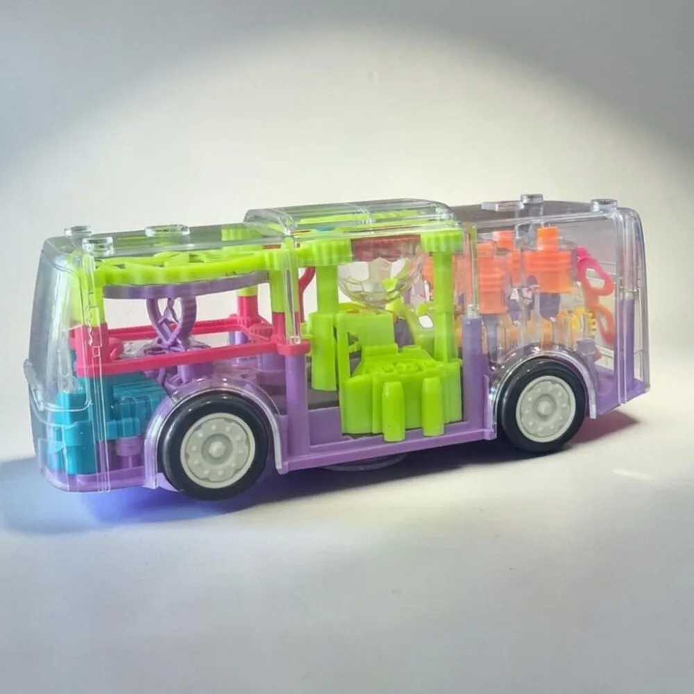 SDL 1 Piece of Cute Transparent Bus Model Electronic Toy for Kids and Toddlers Gifts