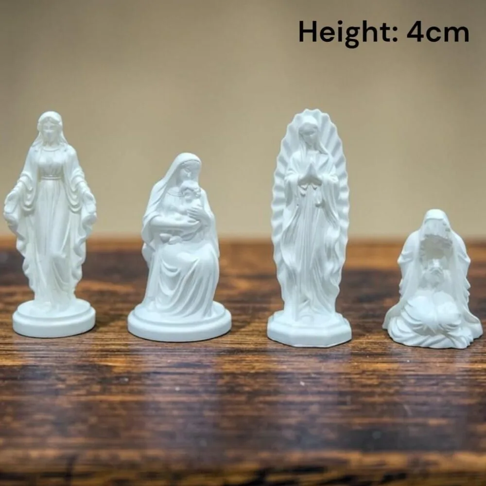 SDL 4 Pieces of Mary Miniatures/Figurine for Car Dashboard and Showpieces